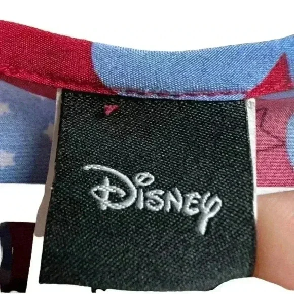 Disney Red, White, and Blue‎ Mickey Mouse Women's V-Neck Scrub Top - Picture 3 of 5